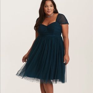 NEW Torrid TEAL GREEN Tulle Lace  SWING DRESS Plus Size 18